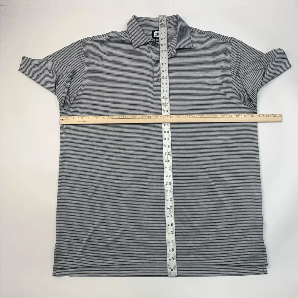 FootJoy Men’s Striped Golf Polo Shirt – Size XXL - Grey and Black - Picture 6 of 6
